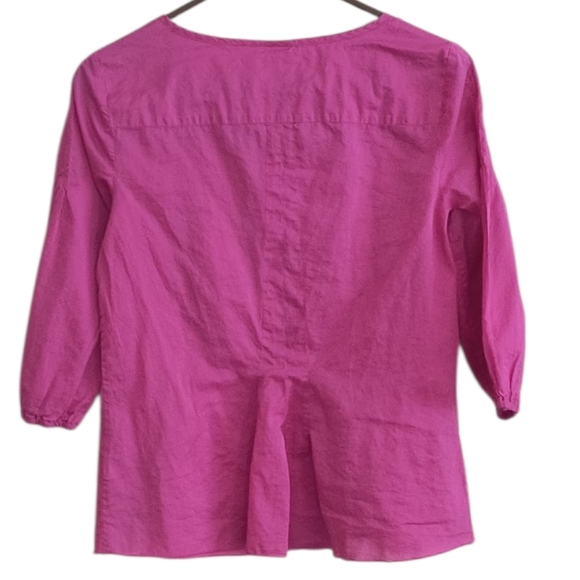 J. Jill Pink 100% Cotton Semi-sheer 1/2 Button-Front Blouse Size S - Picture 2 of 7